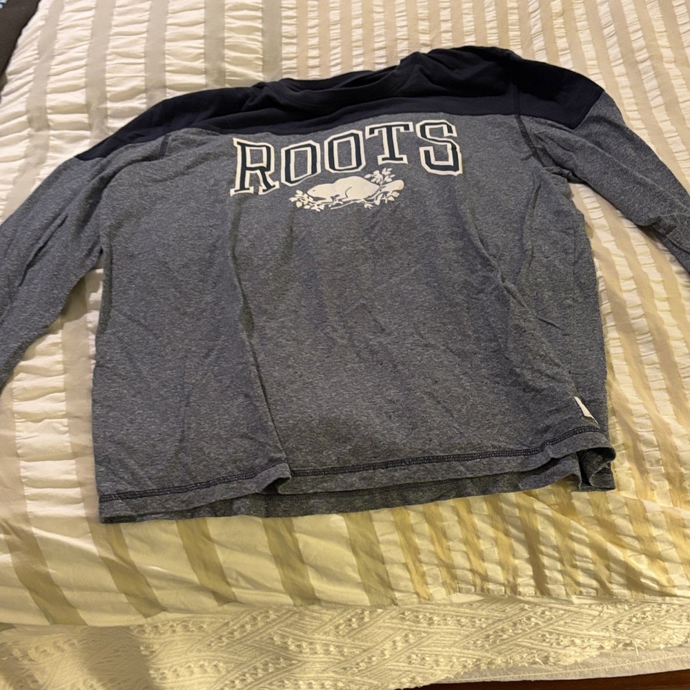 Roots Long Sleeve Tee - Navy and Gray